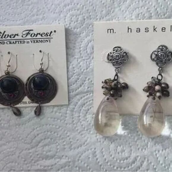 Silver Forest and Merriam Haskell Women's Earrings sets pierced NEW OLD STOCK - Picture 3 of 10